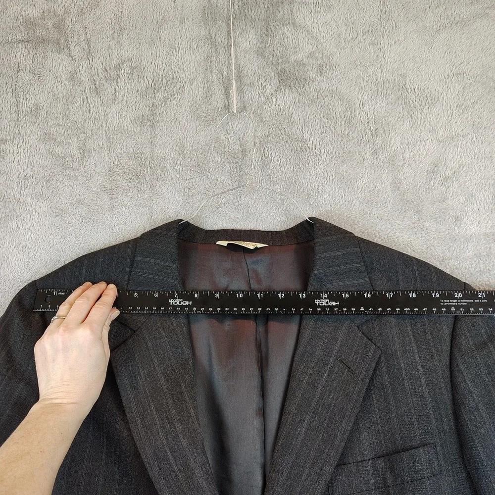 Palm Beach Mens 46R Wool Blazer Sport Coat Dark Gray Pinstripe Made in USA